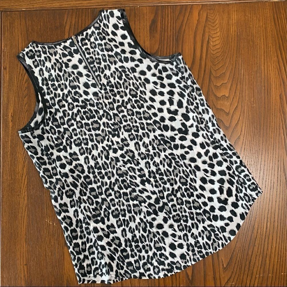 Violet & Claire Leopard Tank with Faux Leather Trim, Size S - Picture 8 of 13